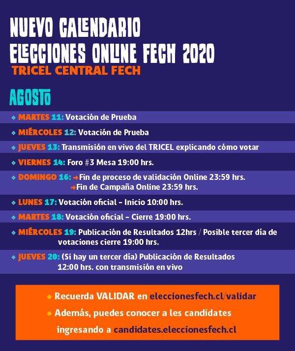 Calendario Elecciones Online FECH 2020