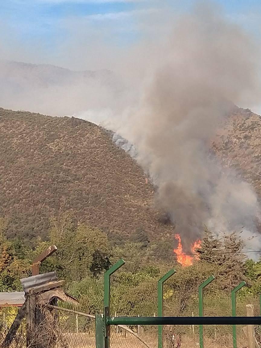Incendio forestal en el sector de El Canelo de San José de Maipo en diciembre de 2019.